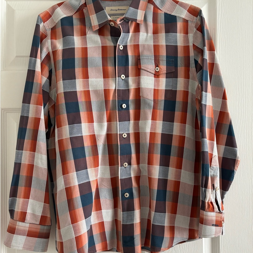 Tommy Bahama Men's Plaid Shirt - Red and Blue